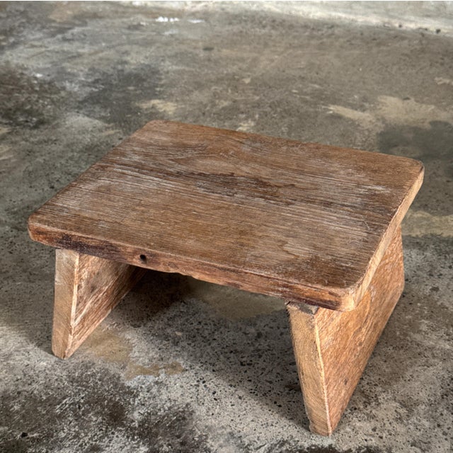 Small Occasional Stool in Light Teak, 1990s For Sale - Image 13 of 13