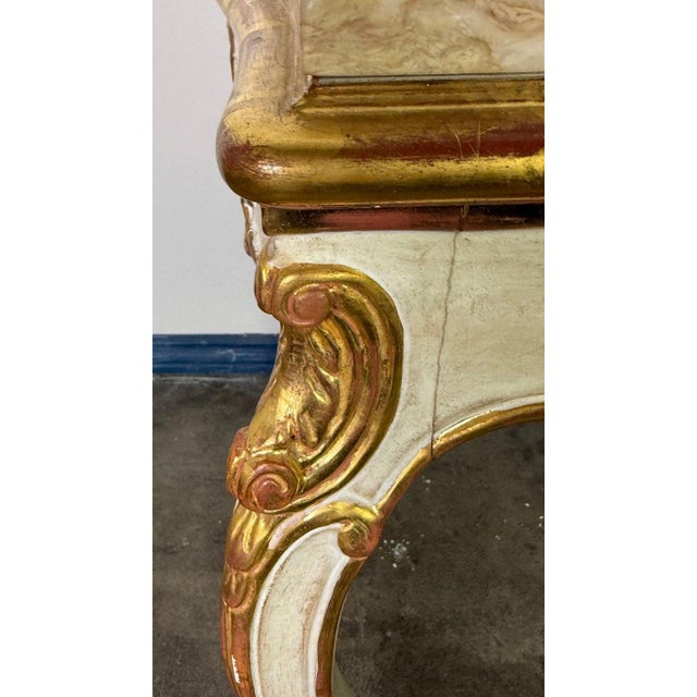 Italian Rococo Console Table, Giltwood & Marble Top, Mid-20th Century For Sale - Image 10 of 16