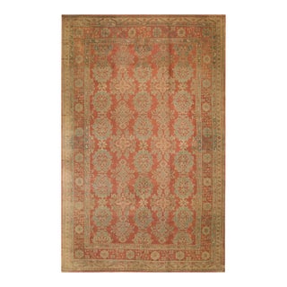 Majestic Rose-Pink Color Traditional Style Antique Turkish Oushak Smyrna Rug For Sale
