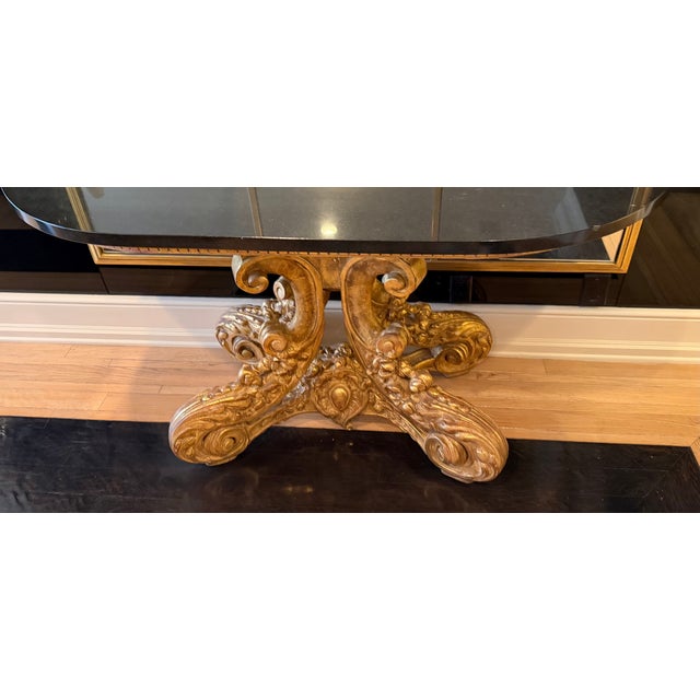 18C Style Quatrain for Dessin Fournir Giltwood Marble Top Console Table - 1 of 2 Available.
