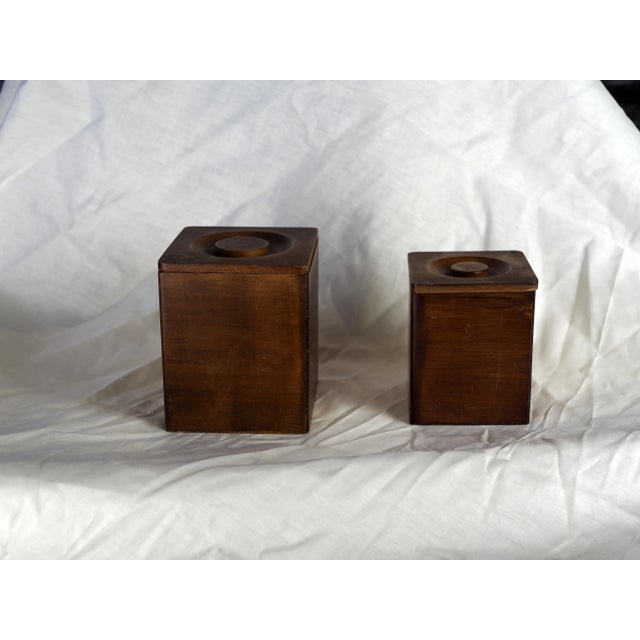 Mid 20th Century Mid-Century Modern French Coffee and Sugar Wooden Nest Canister - a Pair For Sale - Image 5 of 10