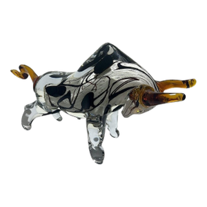 Murano Glass Bull Sculpture Sommerso Technique