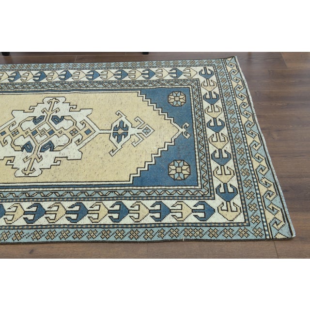 Vintage Turkish Oushak Handmade Wool Cotton Yellow Area Rug For Sale In San Francisco - Image 6 of 11