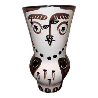 1990s Padilla Pottery After Picasso Ceramic Owl Vase Sculpture For Sale