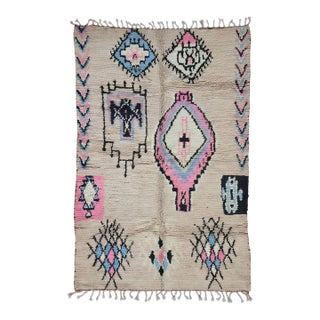 Neutral Handwoven Berber Wool Rug - 9.8 X 6.1 Ft For Sale