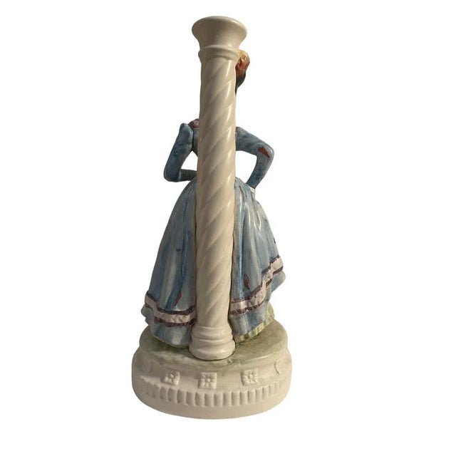 Polychrome Ceramic Figurine of Lady with Umbrella, 20th Century For Sale - Image 4 of 9