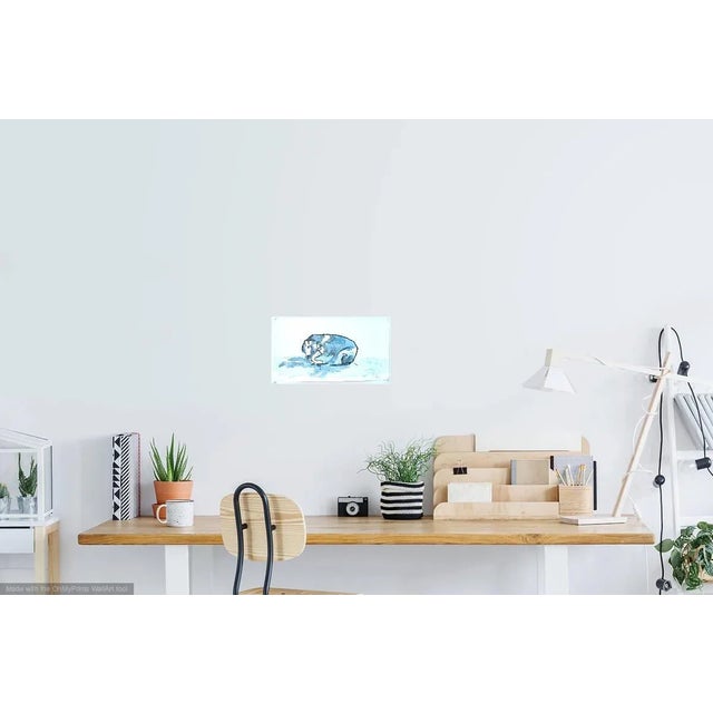 Free Shipping! Contemporary ink on paper drawing of a sleeping dog. Artist Martha Holden trained at Cranbrook Academy of...