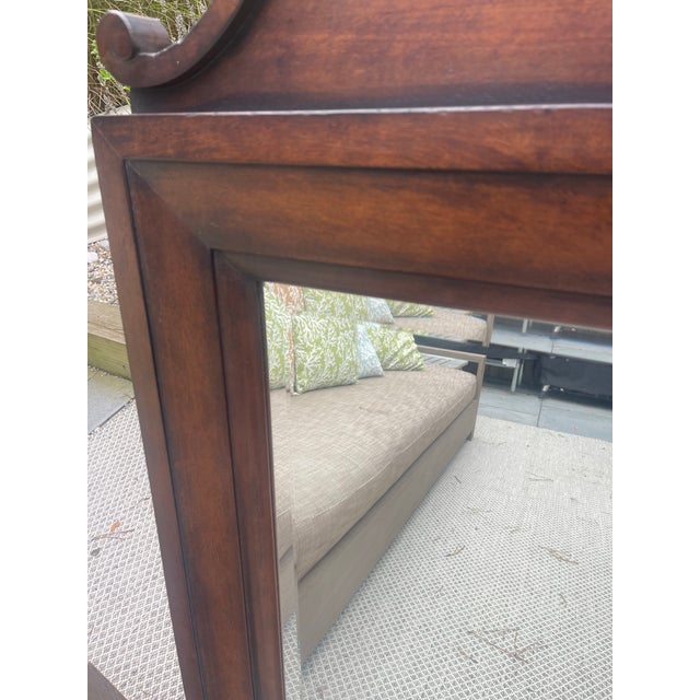Polo Ralph Lauren Handsome Carved Wood Beveled Wall Mirror With Elegant Scroll Detailing For Sale - Image 10 of 10
