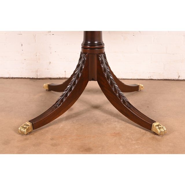 Brown Baker Furniture Style Antique Georgian Mahogany Pedestal Breakfast Table or Game Table, Newly Refinished For Sale - Image 8 of 10