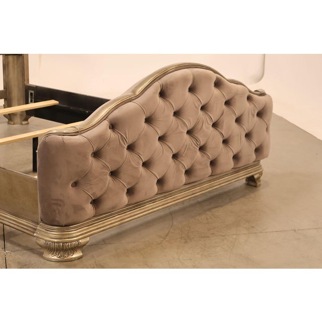 Wood Elegant Queen Bed Featuring a Deep Tufted Upholstered Head and Footboard For Sale - Image 7 of 18