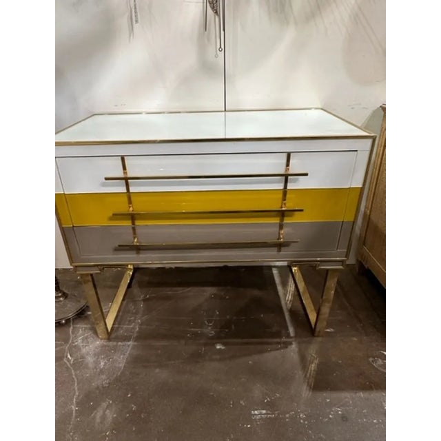 Modern Murano Glass and Brass Designer Multi-Glass Side Table For Sale - Image 3 of 7