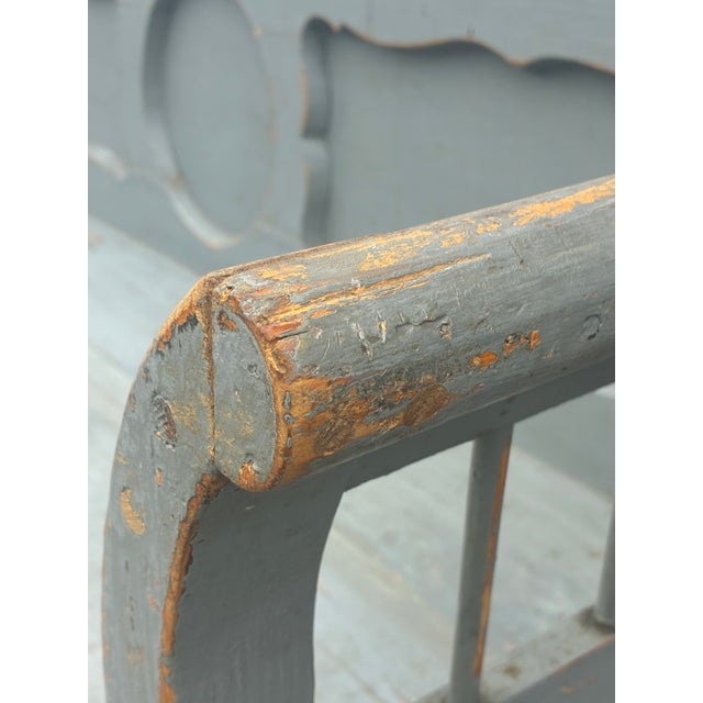 Wood Pine Painted Bench or Settle For Sale - Image 7 of 18