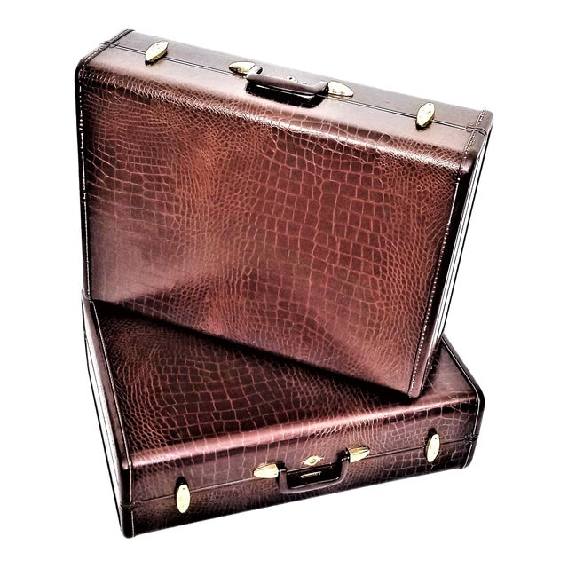 19th Century Victorian Crocodile Skin Suitcase With A, 60% OFF