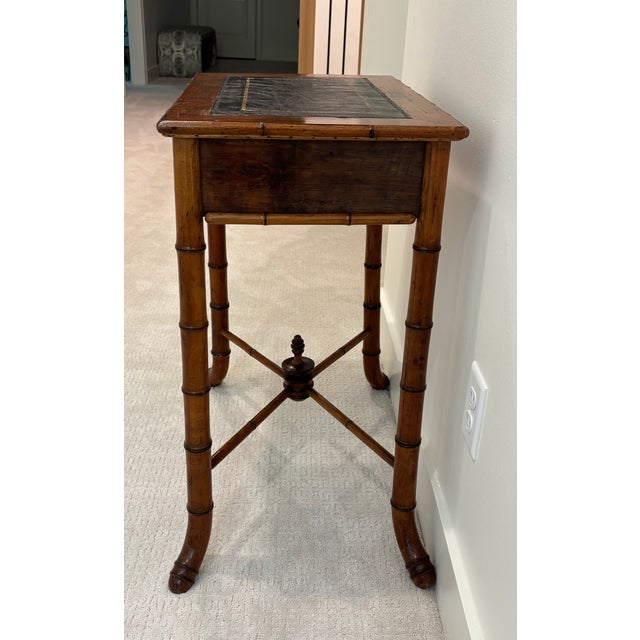 Antique Aesthetic Movement Faux Bamboo Chinoiserie Style Side Table With Drawer For Sale - Image 4 of 18
