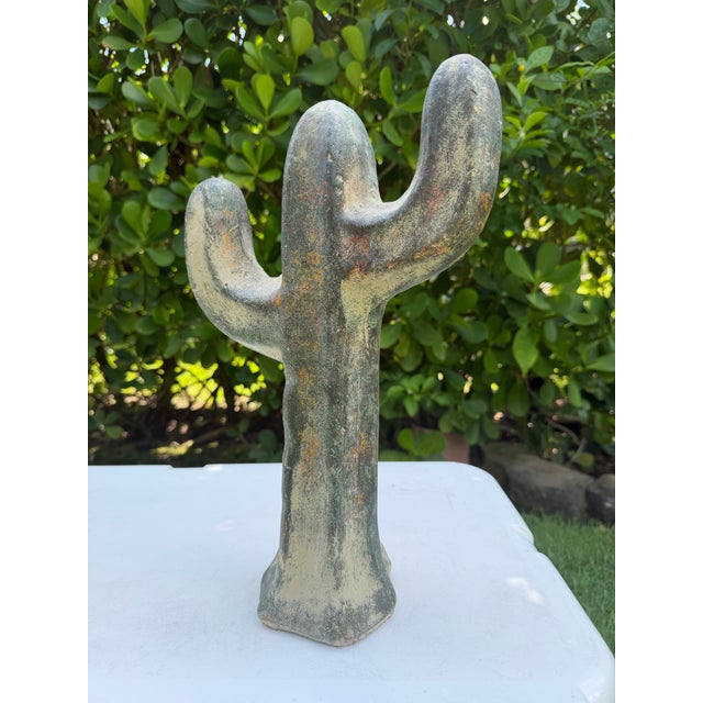 Late 20th Century Vintage Sculptural Ceramic Cactus Sculpture in Mottled Desert Glaze, 15.5” For Sale - Image 5 of 8