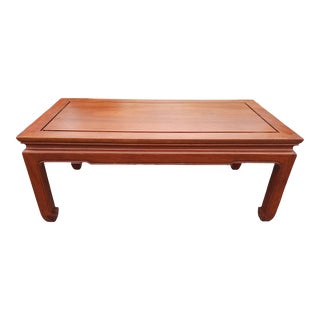 Mid 20th Century Ming Style Rosewood Coffe Table With Protective Glass Top For Sale