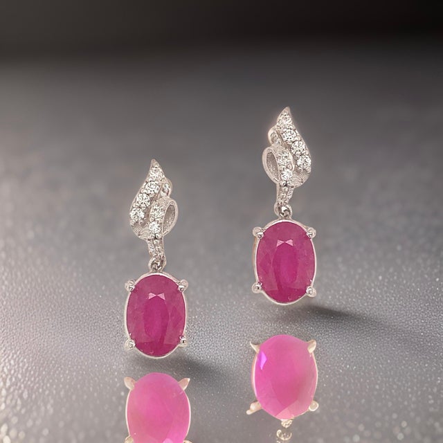 Natural Ruby Diamond Earrings 14k Gold 1.55 TCW Certified For Sale - Image 13 of 14