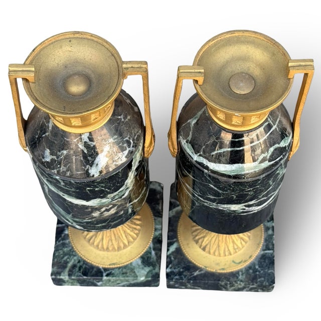 19th Century 19th Century French Neoclassical Marble Ormolu Cassolettes Urns, Pair For Sale - Image 5 of 12