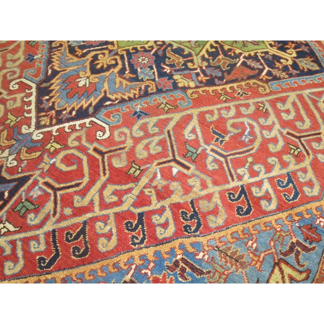 Hollywood Regency Antique Heriz, 8'7'' X 11'6'' For Sale - Image 3 of 12