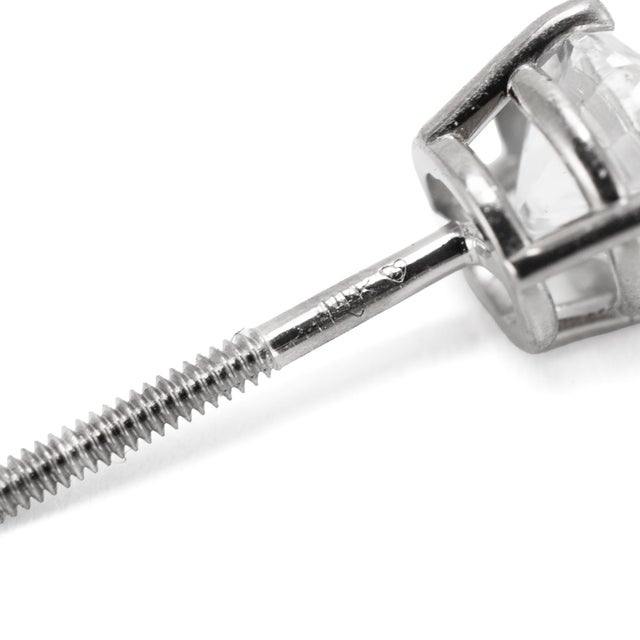 Unisex 14k White Gold 1.29ctw Round Diamond Screw Back Stud Earrings, Pair For Sale In Houston - Image 6 of 8