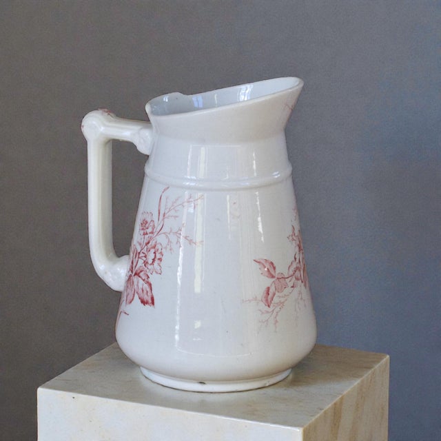 Large Antique Wash Jug in Pink Ironstone from Imperial Bonn, 1865 For Sale - Image 3 of 9