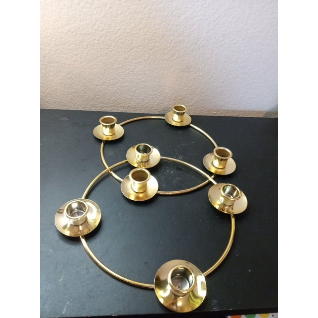 Pair of Vintage 4-Candle Holder Brass Rings For Sale - Image 4 of 5