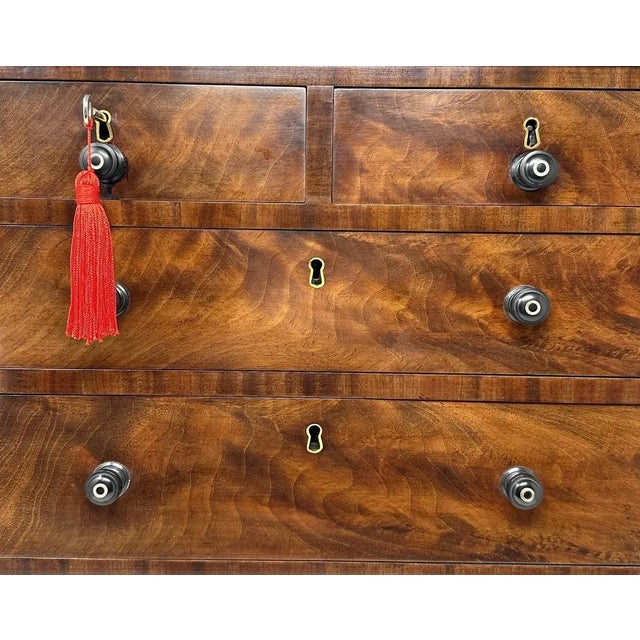 Antique English Regency Apprentice Chest Drawers Cabinet Flame Mahogany 19Ct For Sale - Image 9 of 12