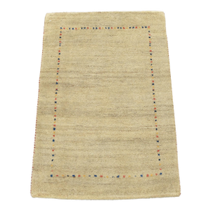 Gabbeh Rug 1’11” X 2’10” Beige Wool Contemporary Hand-Knotted Carpet