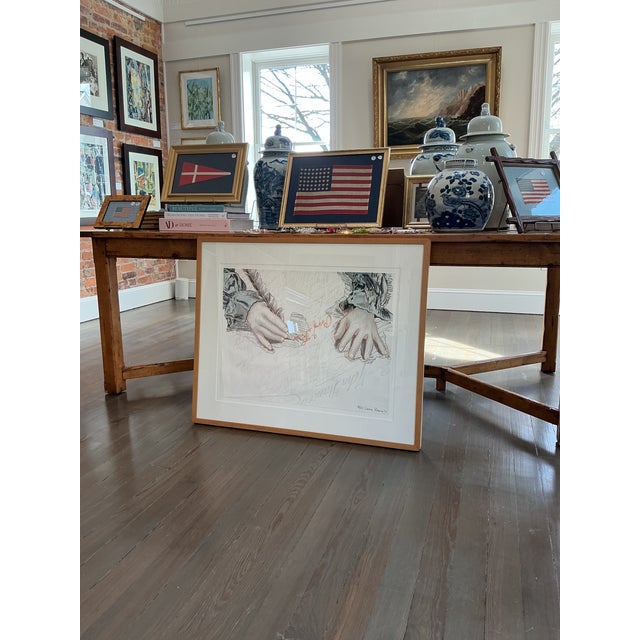 Larry Rivers 1970s Larry Rivers Big B Signs Up Ben Franklin Bicentennial Lithograph in Wood Frame For Sale - Image 4 of 5