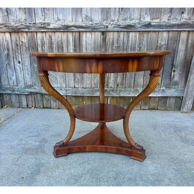 Handcrafted "Versailles" round center table by Alfonso Marina y Cia., Mexico City, with the original maker’s label dated...