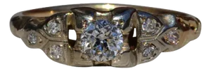 The Allandale: Antique Two Tone Engagement or Promise Ring with Diamonds