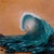 The Warm Wave by Shay Davis | Oil on copper leaf Ocean wave crashing against rocks. For Sale