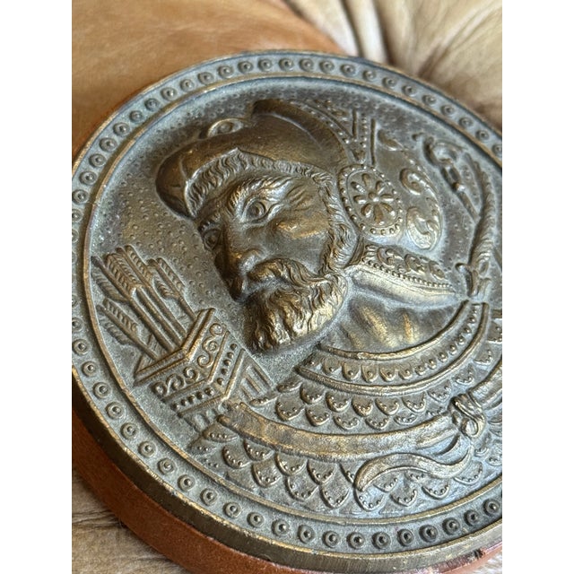 Bronze Antique Bronze Tabletop Medallion- Neoclassical Soldier For Sale - Image 8 of 12