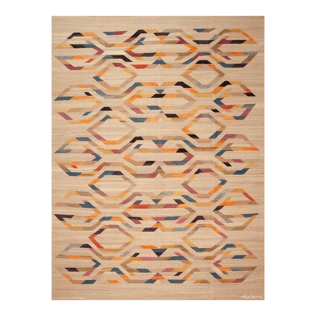 Nazmiyal Collection Modern Geometric Kilim Rug For Sale