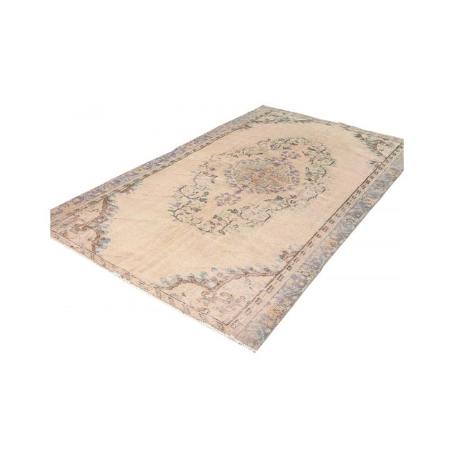 Mid-Century Modern Vintage Faded Turkish Oushak Rug - 5`1" X 8`4" For Sale - Image 3 of 6