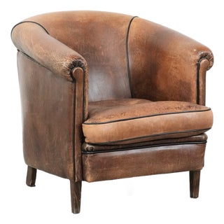 Vintage Club Chair in Sheepskin Leather For Sale