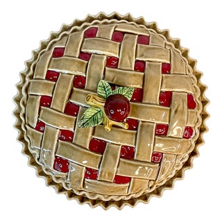 Mid-Century Americana Boho Chic Cherry Pie Covered Dish For Sale