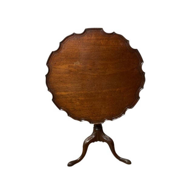 George III Mahogany Pie Crust Table on Tri Legs, 1890s For Sale - Image 5 of 9