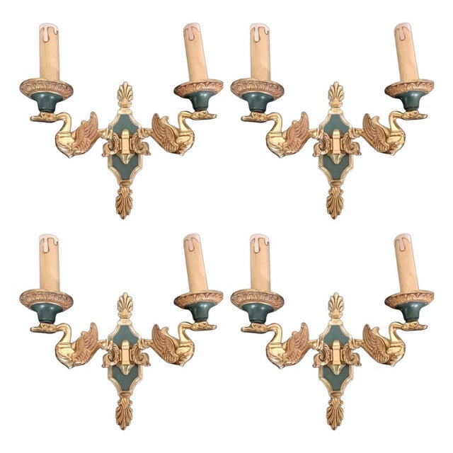 Gold Gau Bronze Wall Lights from Maison Lucien, 1960s, Set of 4 For Sale - Image 8 of 8