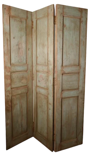 19th Century Painted French Window Shutter 3 Fold Screen, 1850s