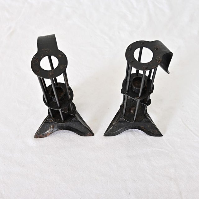 French Pair of French 19th Century Iron Candle Stables For Sale - Image 3 of 10