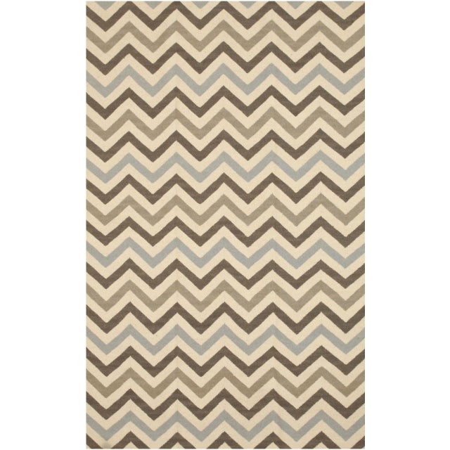 Contemporary 12x15 Multicolor Kilim Zig Zag Handcrafted Lush Multicolor Flatweave Wool Rug For Sale - Image 3 of 4