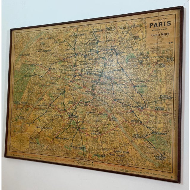 Large French Paris Metro Map 1960s For Sale - Image 4 of 12