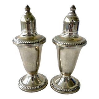 Early 20th Century Sterling Silver Weighed Salt and Pepper Shakers For Sale