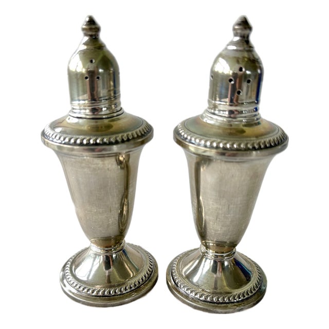 Early 20th Century Sterling Silver Weighed Salt and Pepper Shakers For Sale