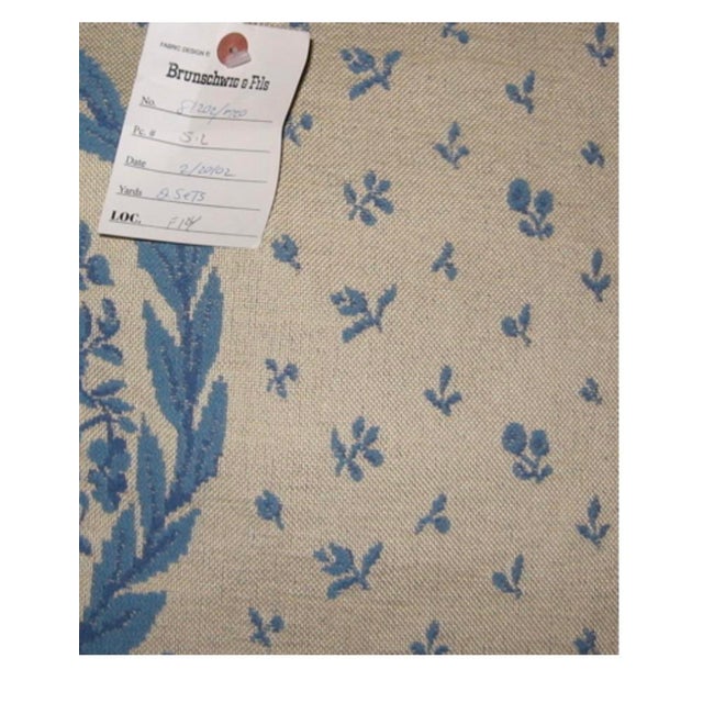 1970s Brunschwig & Fils Woven Tapestry Upholstery Pillow Fabric Blue Laurel & Violin Vintage 28x49 For Sale - Image 5 of 5