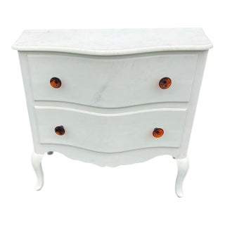 1920s Hand-Painted White French Provincial Cabinet With Serpentine Drawers For Sale