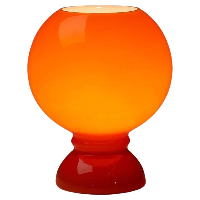 Space Age Orange Full Glass Table Lamp, 1970s For Sale
