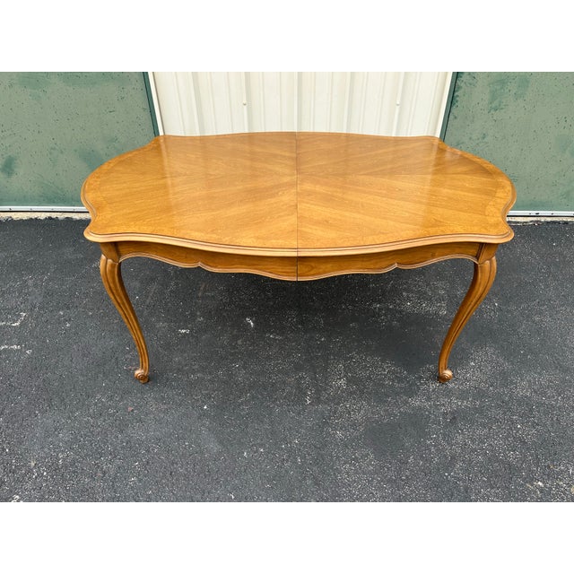 Brown French Country Fruitwood Extension Dining Table- Attr. To Century Furniture For Sale - Image 8 of 12