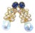 Bochic "Capri" Vintage Rose Cut Sapphires & South Sea Earrings 18K Gold & Silver For Sale